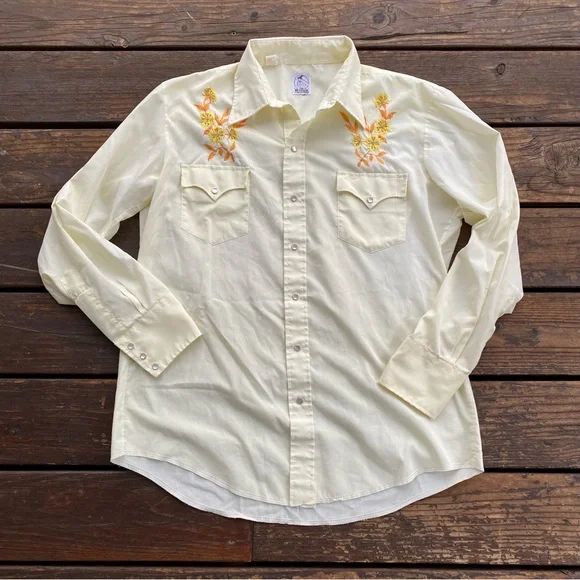 The hustler collection pearl snap vintage button down shirt embroidered - Picture 7 of 8